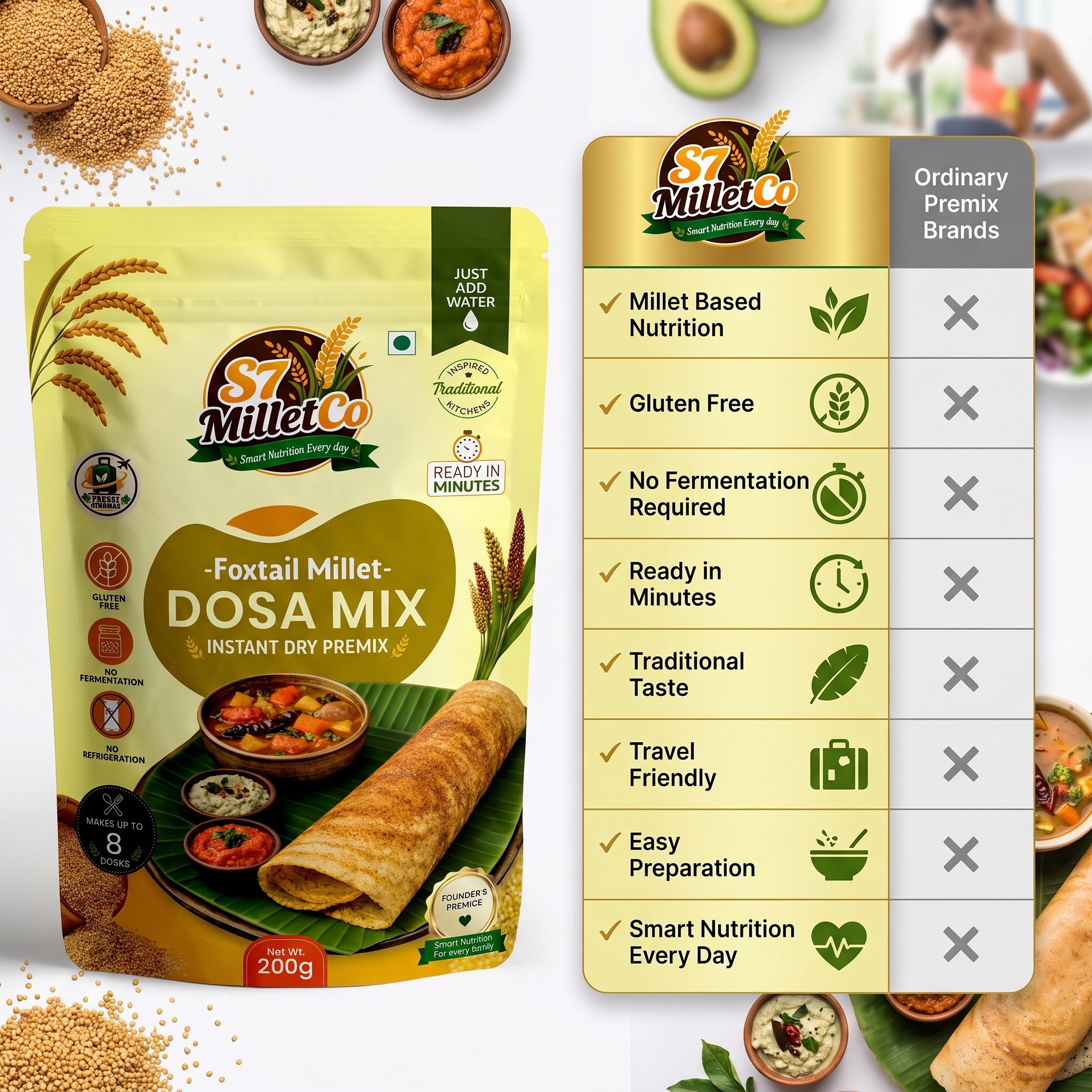 Foxtail Millet Dosa Mix | Just Add Water | 200g